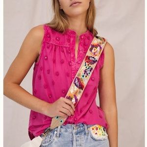 NWT Anthropologie Pilcro Adira Texture Buttondown Embellished Tank Small Pink